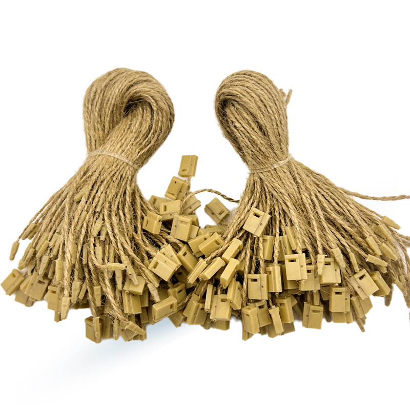 麻绳吊粒现货批发牛皮纸吊牌绳麻线小方块吊绳服装单插挂绳捆绑绳