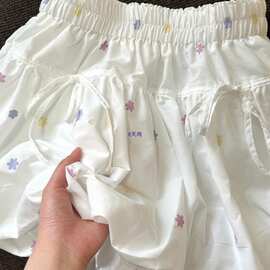 蝴蝶结蓬蓬裙少女花苞设计短裙新款半身裙高腰小个子甜美