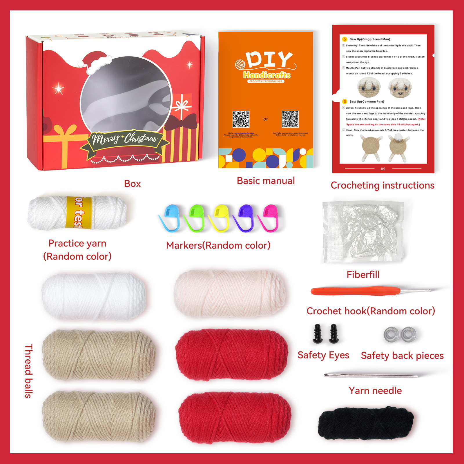 Kit de crochet de lana nuevo para el hogar y el jardín, paquete de materiales, posavasos navideños, adornos tejidos a mano para bricolaje_voghion.com