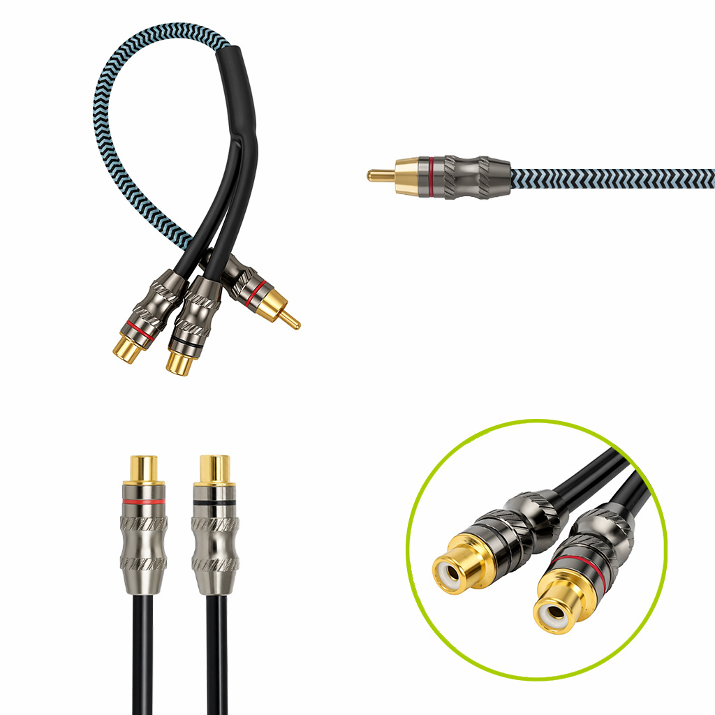 Car audio cable RCA splitter cable, amplifier cable, snake tube, one female two male, one male two female audio cable