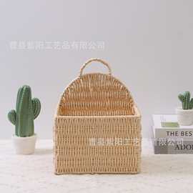 简约家用仿藤编收纳筐蔬菜水果篮桌面杂物编织筐客厅藤编面包托盘