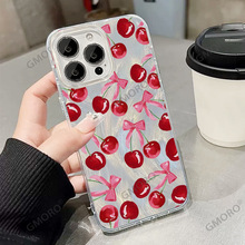 TK爆款樱桃羽纱壳iphone15高颜值手机壳苹果16/17promax闪粉14女