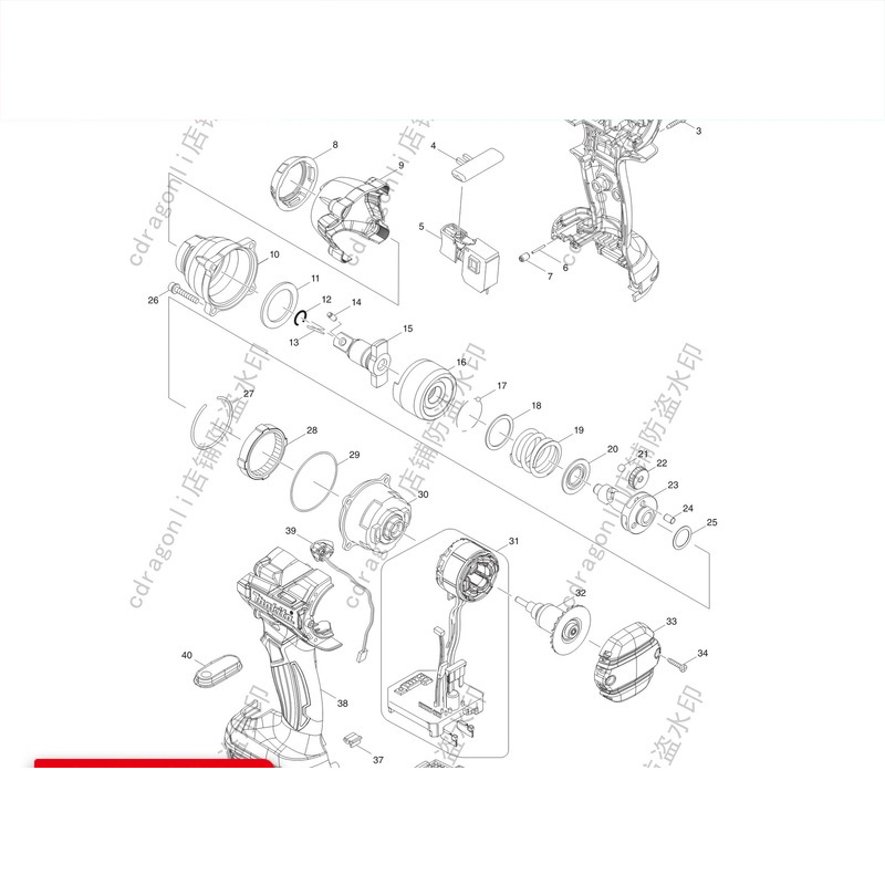 牧田原装配件DTW280冲击扳手转子定子碳刷机壳开关主轴齿轮