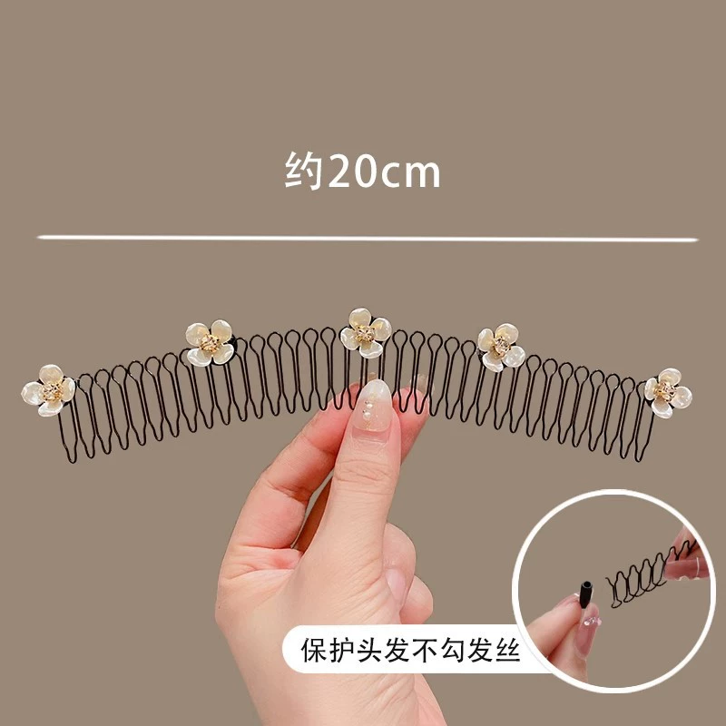 Hair comb clip long decorative comb, anti-breakage styling with pearl & floral accents