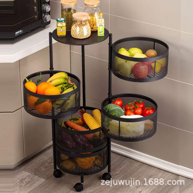 Organizador giratorio de frutas y verduras, estante redondo de varias capas de acero al carbono para cocina