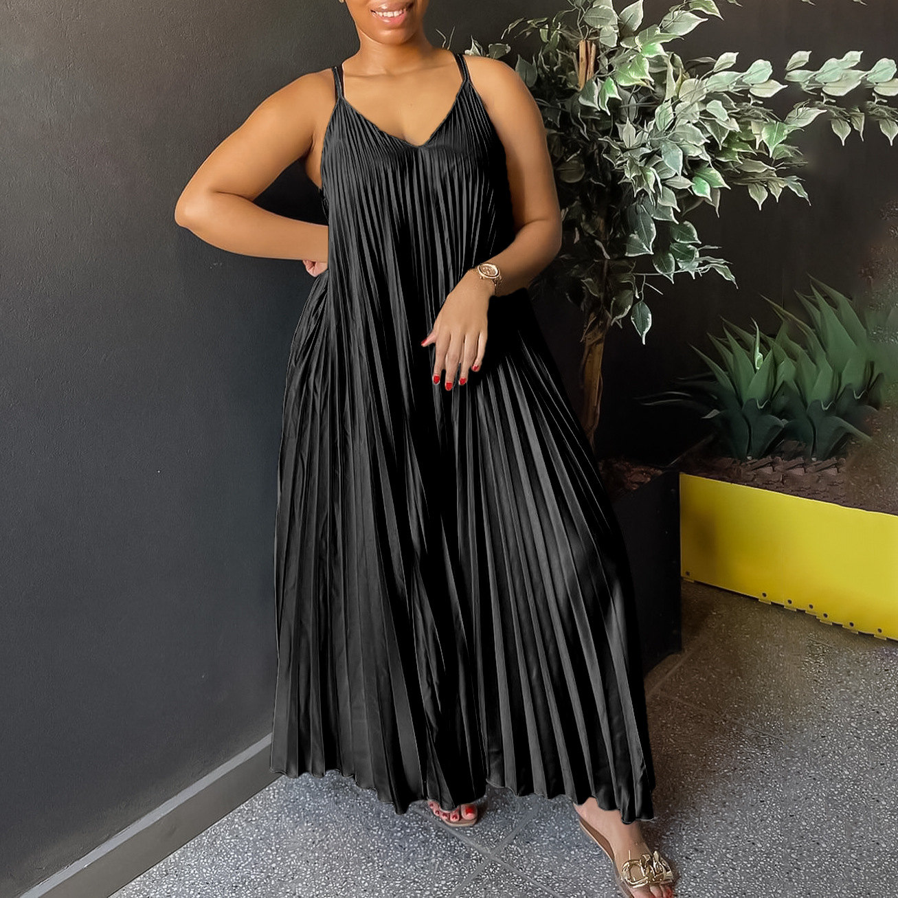 Frauen kleidung neue stil strumpf plissee sexy modische A-linie rock langen rock_voghion.com