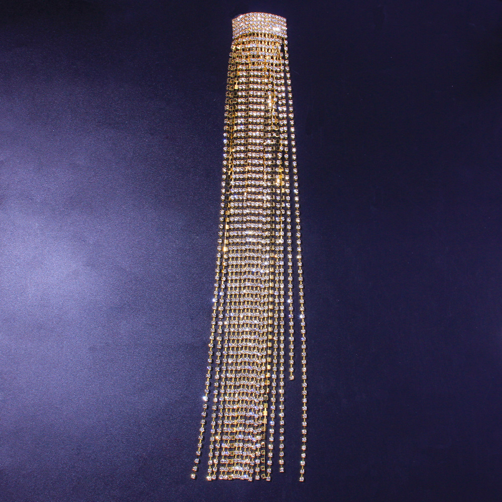 Lange Quaste Strass Haarkette Stirnband Mode Bühnenshow voller Diamant Kopfschmuck Senden Kette_voghion.com