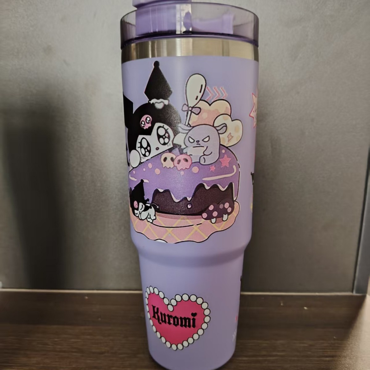 Taza de coche de acero inoxidable 304 explosiva transfronteriza Taza termo con patrón de dibujos animados Taza de hielo de coche linda portátil