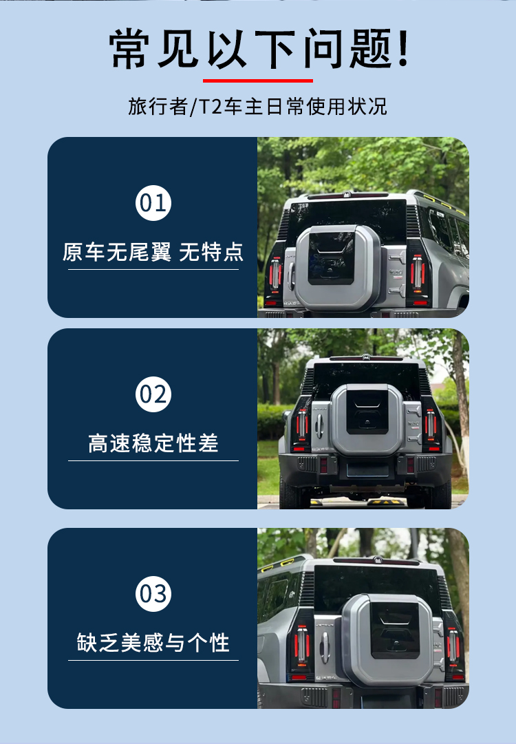 Suitable for Travelers Shanhai T2 Tail Integrated Roof Wing Without Drilling Modification Car Exterior Decoration