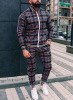 Cross border new pattern Autumn leisure time men's wear Europe and America man Sports suit lattice Zipper shirt coat trousers