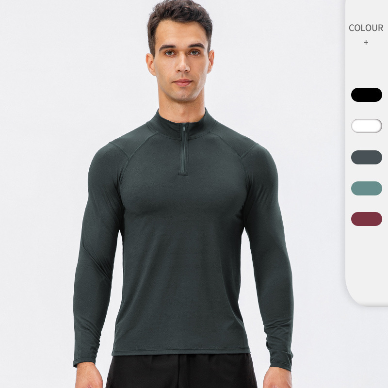 Men's Autumn and Winter Fitness Long-Sleeved Quick-Drying Running Training Clothes Half-Zip Slim Pullover Sports Sweatshirt 11516
