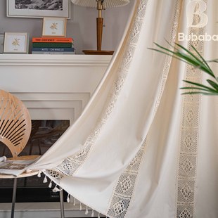 Bu Daddy Curtains American Crochet Plaid Splicing Partition Curtain Short Curtain Door Curtain Bay Window Kitchen Curtain Finished Product Wholesale
