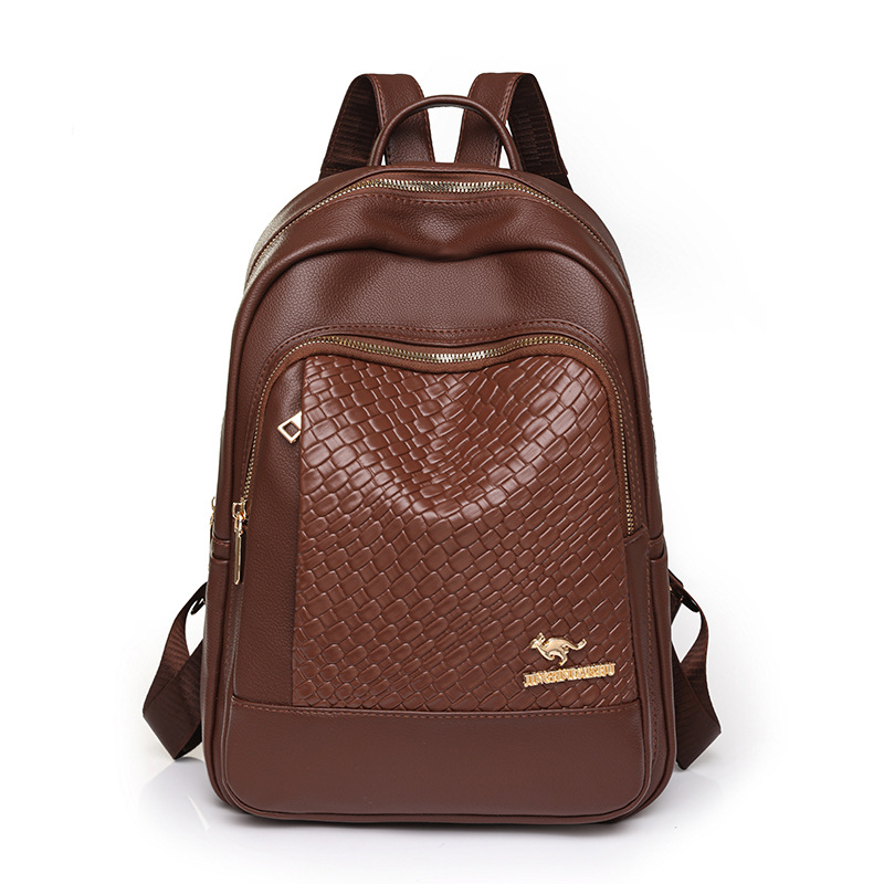 2023 invierno nuevo estilo casual damas cuero suave mochila moda tejido de gran capacidad mochila de viaje al aire libre al por mayor