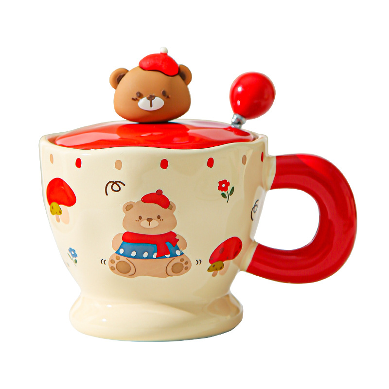 Creativo encantador cartón oso cerámico taza de oficina taza de café taza de agua taza de desayuno pareja taza