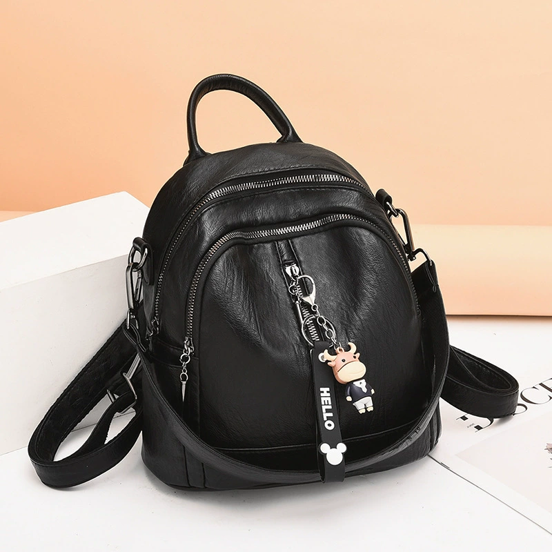 Shoulder bag, polyurethane backpack, school bag, Korean style, simple and elegant design, high-end