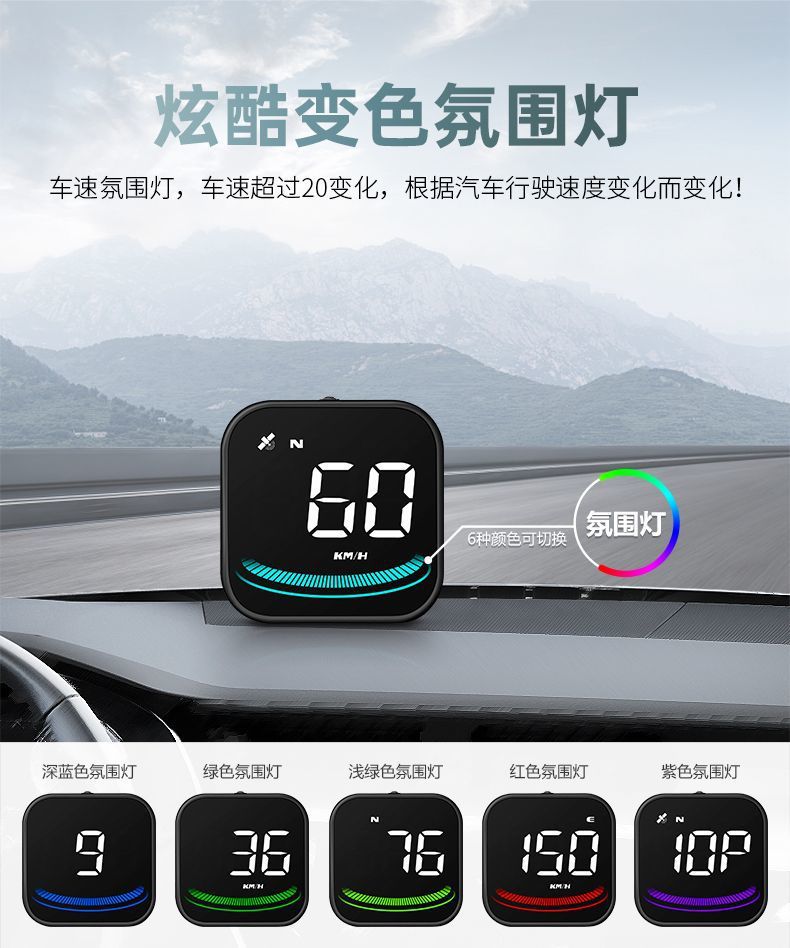 L5U car HUD head-up display car universal GPS speed mileage compass speeding alarm Gao Qingping