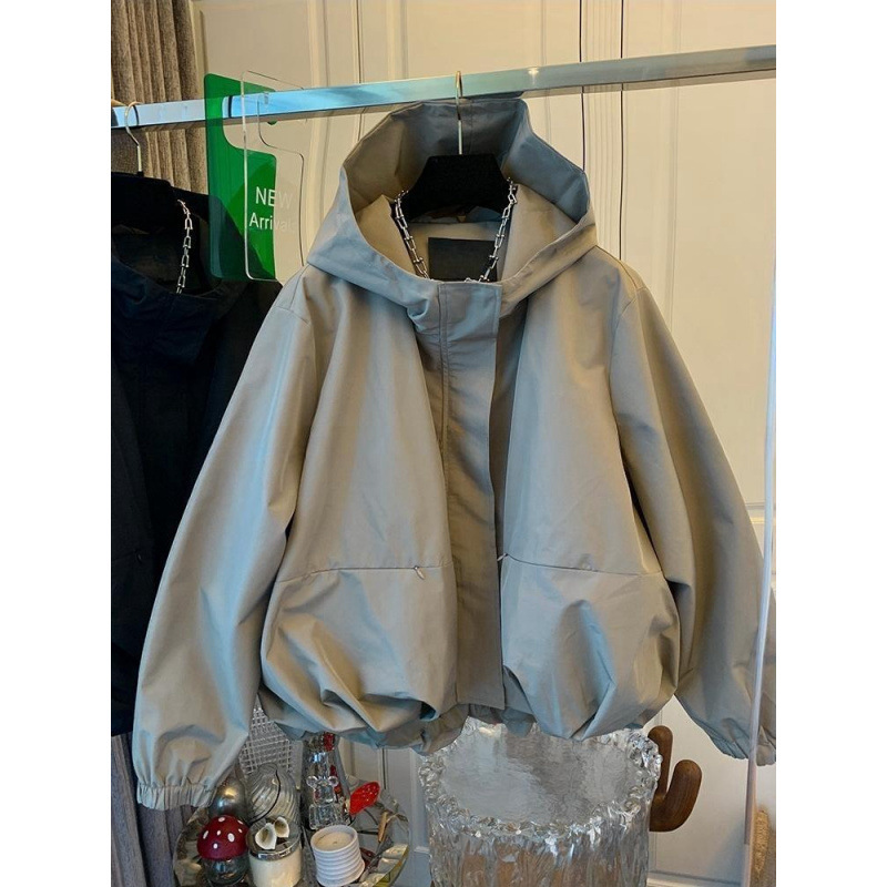 British Style Hooded Workwear Jacket for Women, Short Style for Petite Figures, Fashionable Casual Loose Fit, 2026 Spring and Autumn New Model