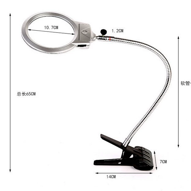 Оптовая MG15120-B Тип настольной лампы со светодиодной увеличительным стеклом настольное металлическое увеличительное стекло