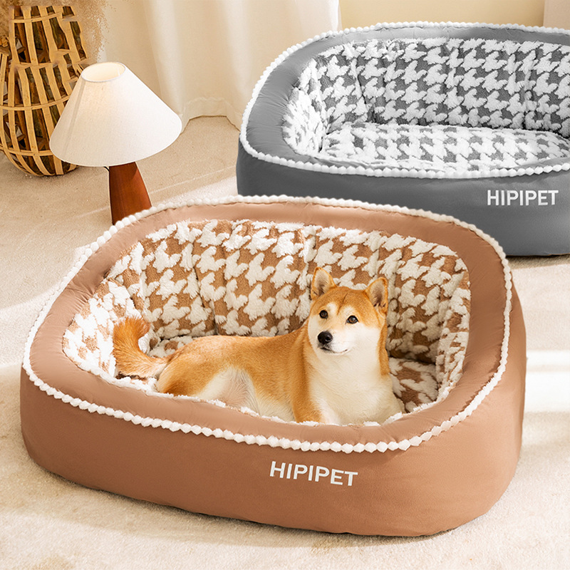 Marrón simple mil rejillas de pájaros respaldo nido oval grueso calentamiento no colapsar gran espacio otoño invierno perros perros cama de perro