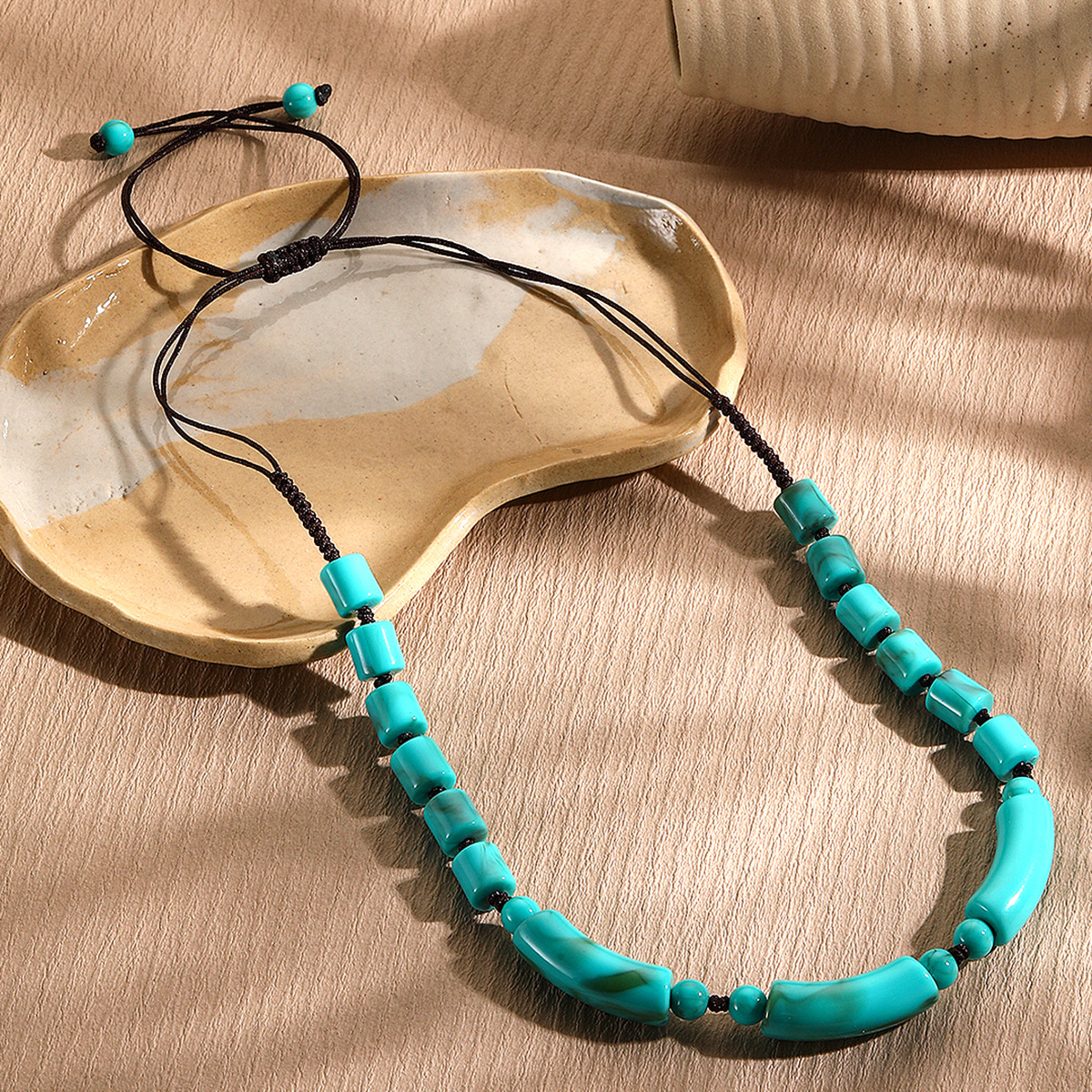 Bijoux En Gros Rétro Style Ethnique Style Classique Géométrique Rond Perle Artificielle Turquoise Résine Collier display picture 18