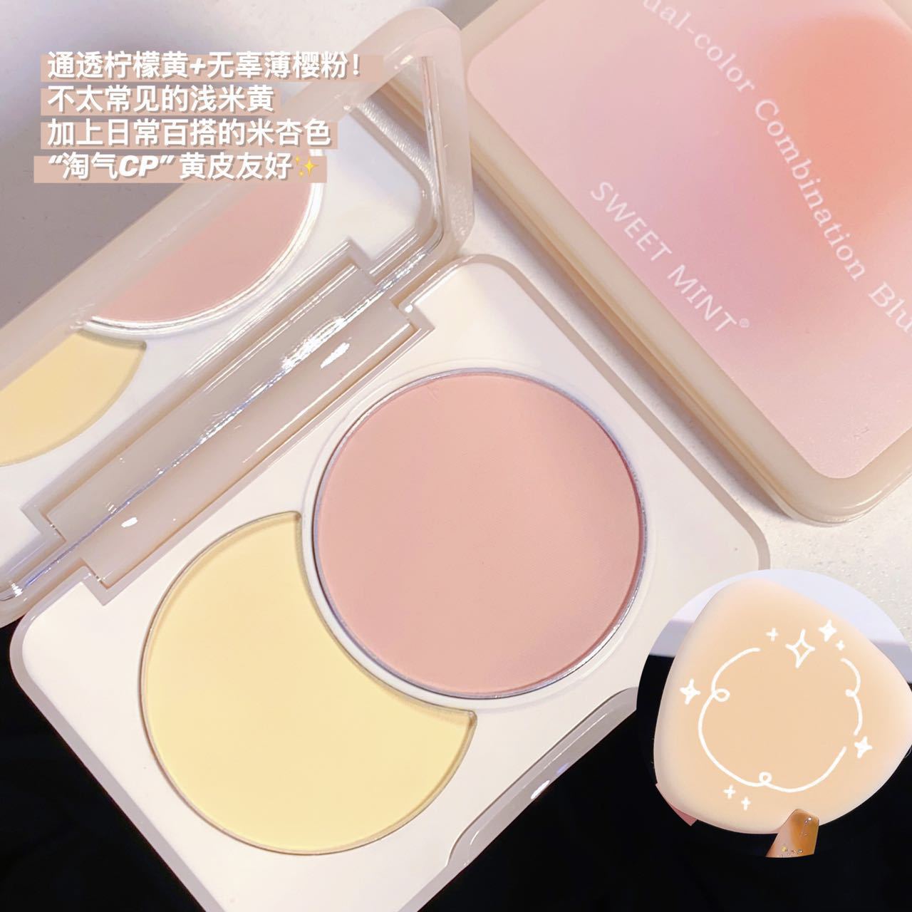 SWEET MINT two-color blush for female beginners, student, affordable, high-end look, contouring, matte, purple and blue cheeks undefined