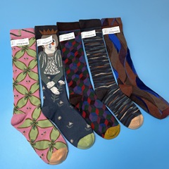 法國BonneMaison小眾趣味藝術抽象文藝油畫高筒襪及膝小腿美腿襪