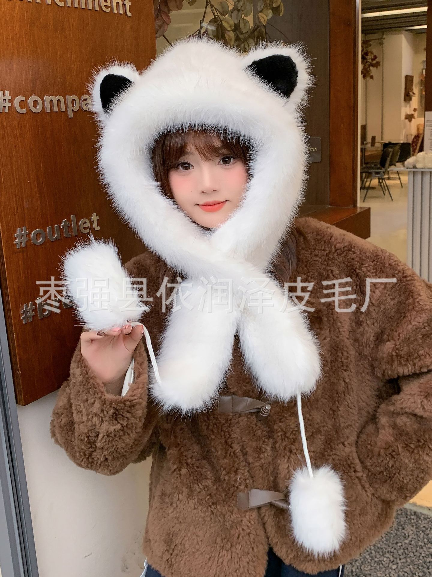 Invierno osos gorro de peluche para mujeres gorro de piel de imitación coreano grueso calentamiento lindo versátil gorro de protección contra el frío image 6