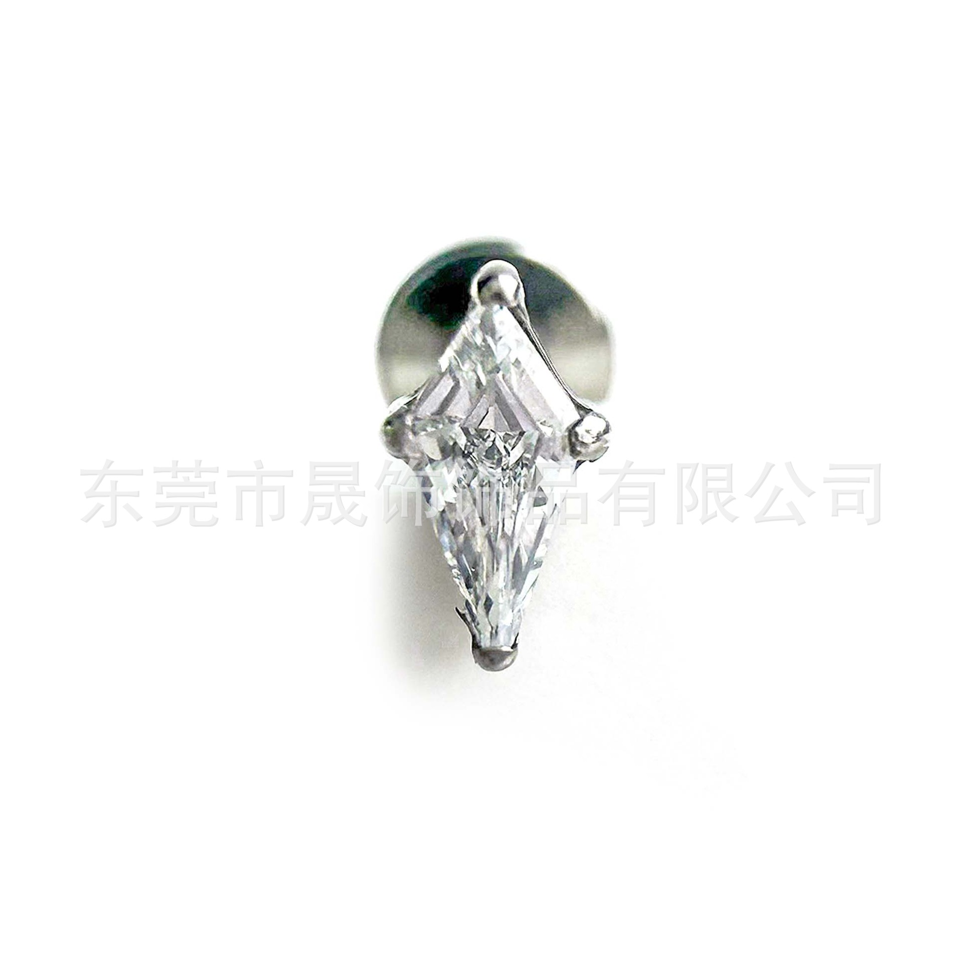 F136 Titanium Ear Stud 石 Cubic Zirconia 菱 Helix Cartilage Stud G23 Implant Grade Titanium Internal Thread Labret Stud Piercing Jewelry