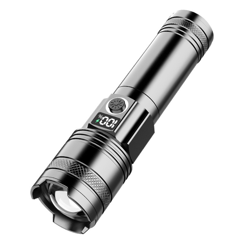Generación Pantalla Digital linterna de carga rápida de aleación de aluminio tiro largo linterna láser blanco batería desmontable linterna al aire libre