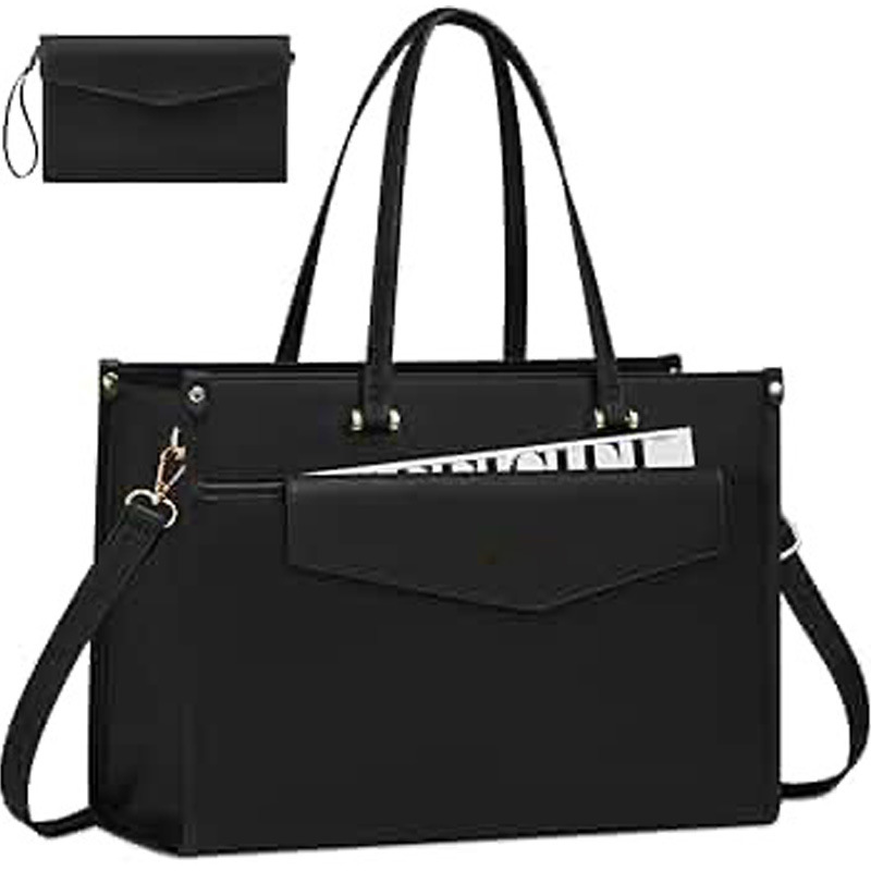 [Customized] PU Leather Women's Shoulder Bag Business Briefcase 15.6-inch Laptop Tote Bag - Thumbnail 4