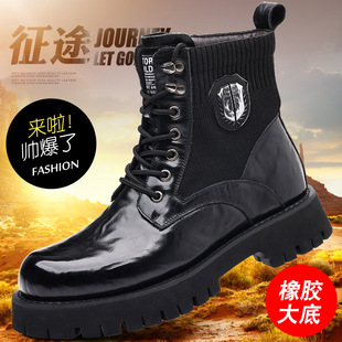 New Martin boots men's high-top thick-soled mid-top ankle boots British boots workwear boots trendy fleece-lined warm men's boots