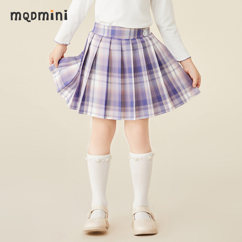 MQDMINI children's dress girls skirt pleated skirt spring new children's style all match preppy skirt