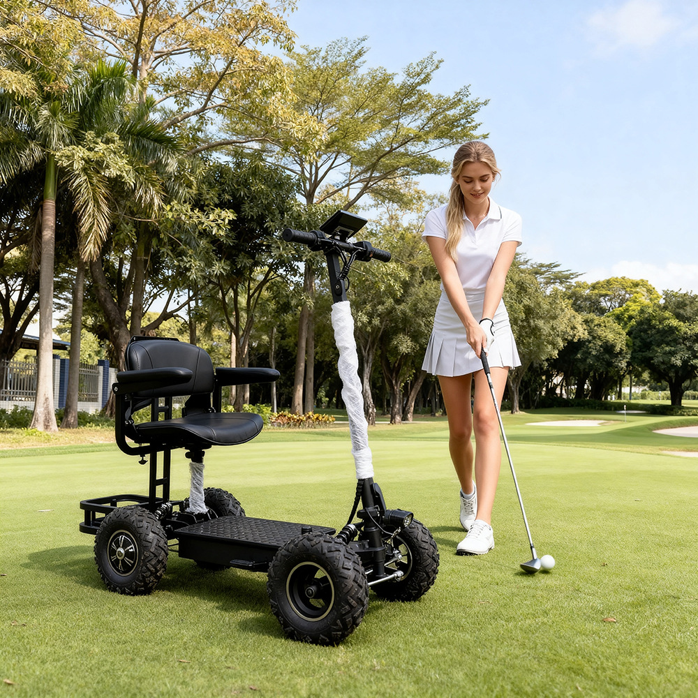 13 pulgadas fabricantes de neumáticos todoterreno de cuatro ruedas scooter eléctrico scooter de doble conducción coche de golf para personas mayores scooter