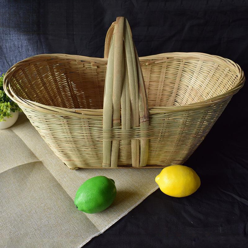 Cesta de bambú Cesta de frutas hecha a mano Cesta de productos de bambú Cesta de almacenamiento Cesta de huevos Cesta de bambú Cesta de mano Cesta de verduras de bambú