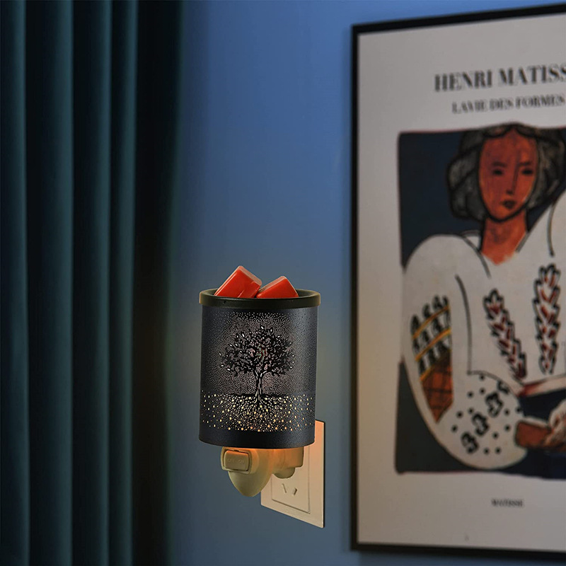 Amazon estándar americano hierro aromaterapia noche luz cera bloque calefacción fusión pared enchufe luz pequeña pared colgante plug-in máquina de aromaterapia