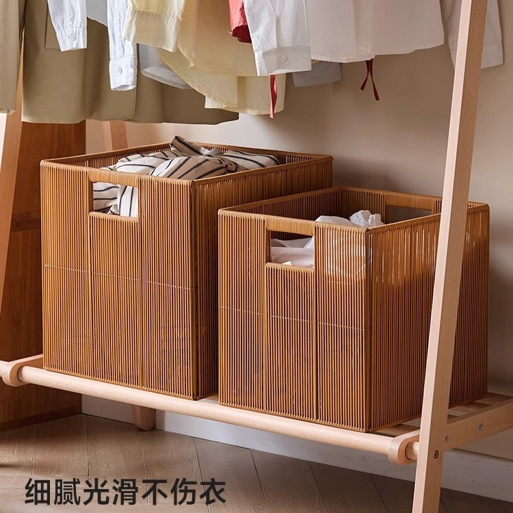 Cesta de ropa sucia de ratán personalizada Cesta de almacenamiento de ropa sucia de gran capacidad para dormitorio Cesta de ropa sucia de baño impermeable tejida a mano