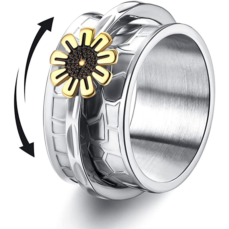 Fashion Flower Titanium Steel Plating Rings