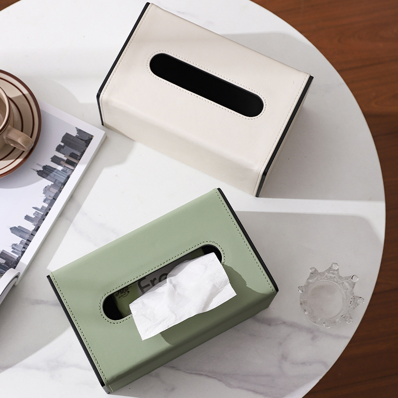 Caja de pañuelos sala de estar dormitorio simple luz de cuero de lujo caja de almacenamiento de escritorio de gama alta restaurante hotel cama y desayuno caja de pañuelos