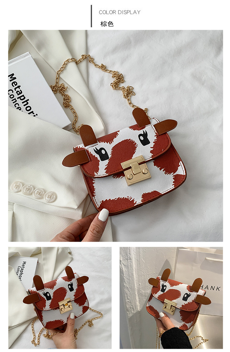 Korean fashion cow pattern messenger printed small square bagpicture6