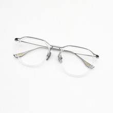 国潮新款板材配金属圈无标眼镜 白明透灰超轻渐变琥珀绿欧美尾单
