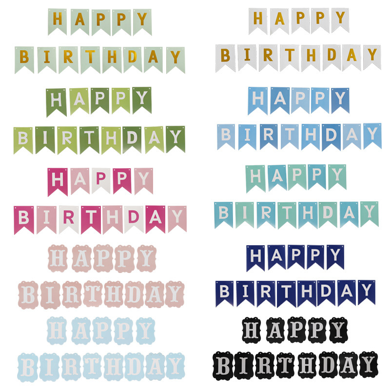 Gold-hot fish tail flag happybirthday letter happy birthday laser…