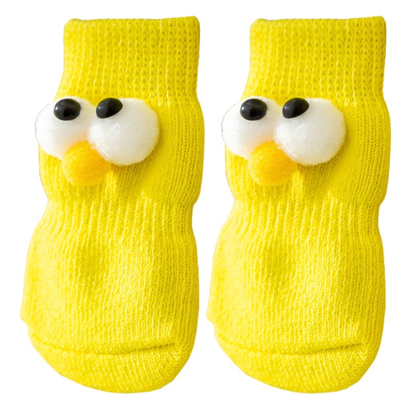 Nuevo perro Four Seasons calcetines universales lindo ojo grande lindo mascota de dibujos animados de punto gato antideslizante cálido perro calcetines de algodón