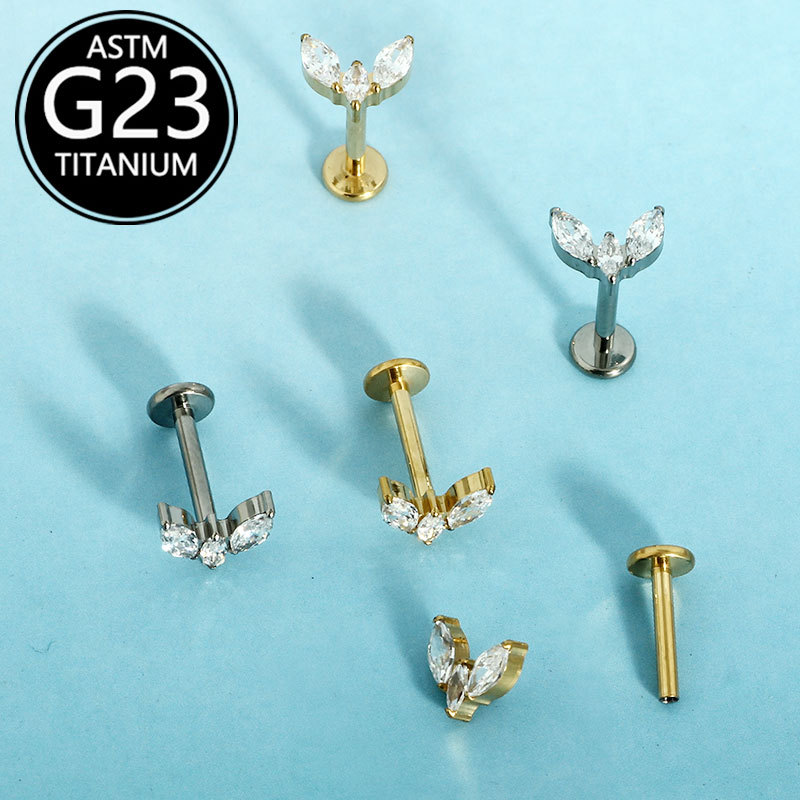 Pointed titanium steel lip stud product view