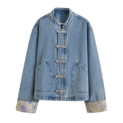 65mr-250223カウボーイは緑の刺繍のコートをつづり合わせます。