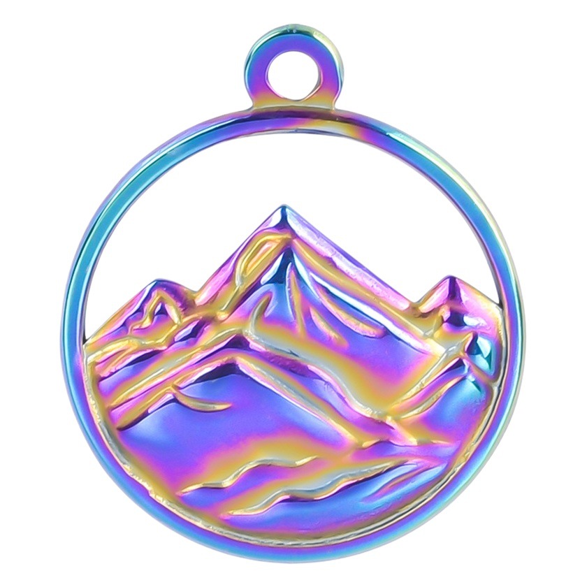 Colorful 18K stainless steel golden mountain pendant pendant wholesale necklace earrings DIY jewelry accessories cross-border e-commerce