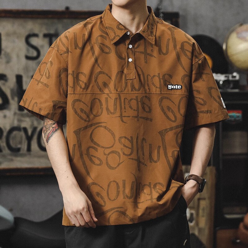 American Style Ice Silk T-Shirt Men's Summer Explosions Quick-drying Short-sleeved Polo Shirt Loose plus size Thin Work Shirt Half-sleeved