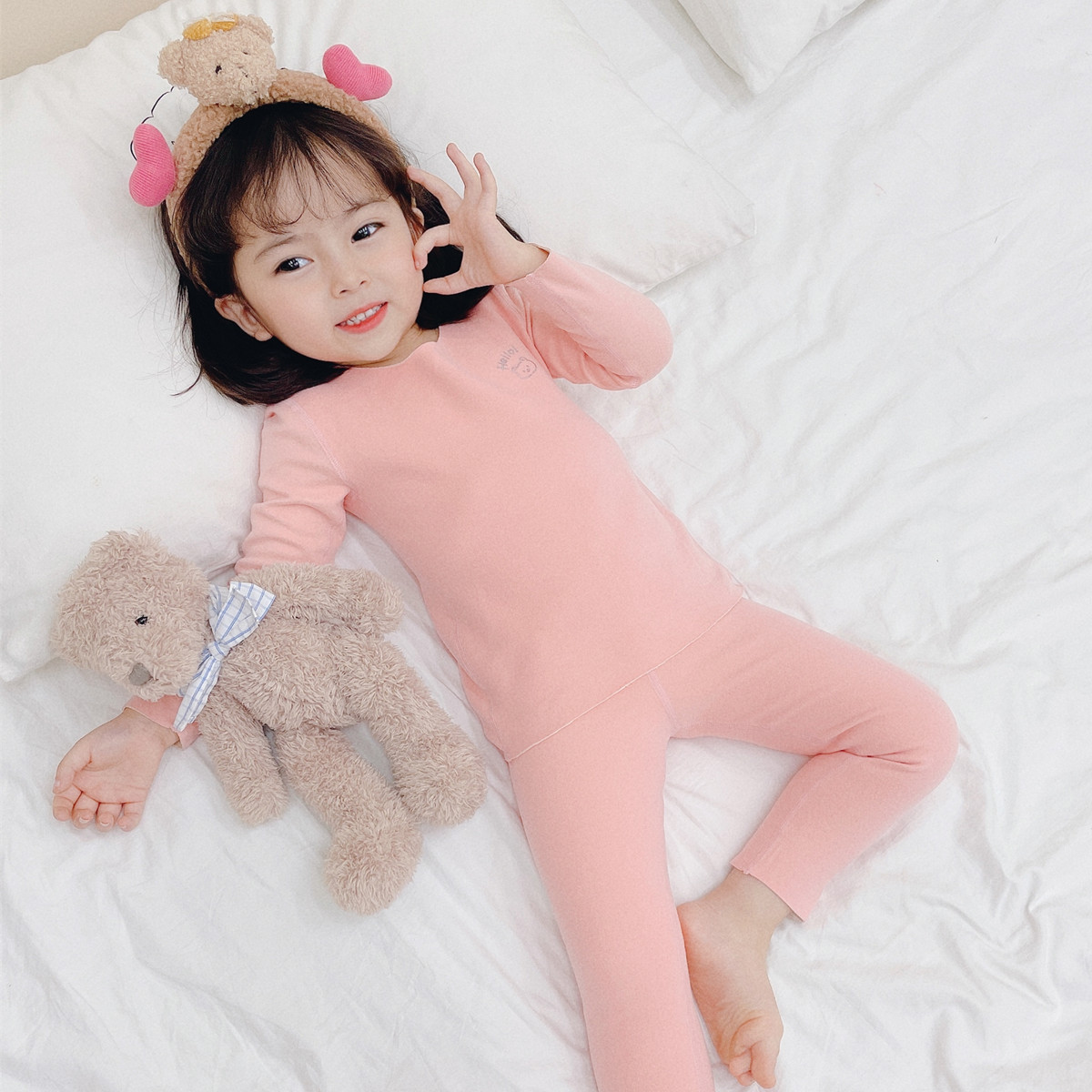 Autumn and winter double-sided velvet children's underwear set seamless boys and girls Children's autumn clothes autumn pants medium and large children's warm pajamas