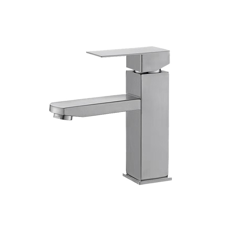 Gun gris de acero inoxidable baño baño frío y caliente de un solo orificio baño cuadrado lavabo lavabo de cerámica grifo
