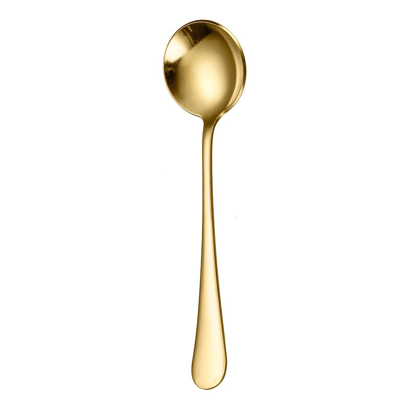 Coffee Scoop Titanium Plated Stainless Steel Round Head Spoon_voghion.com
