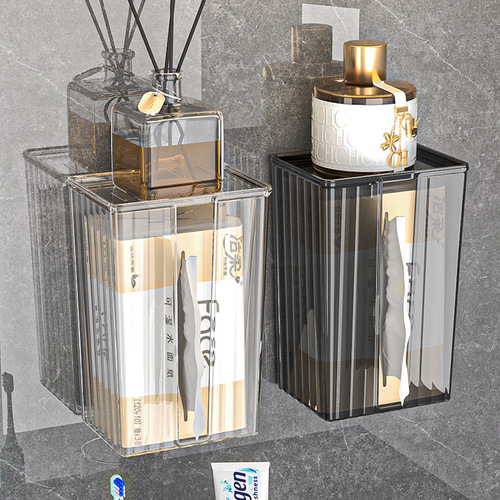 Overflow purchase tissue box wall-mounted punch-free tissue box bathroom toilet waterproof face towel light luxury storage box